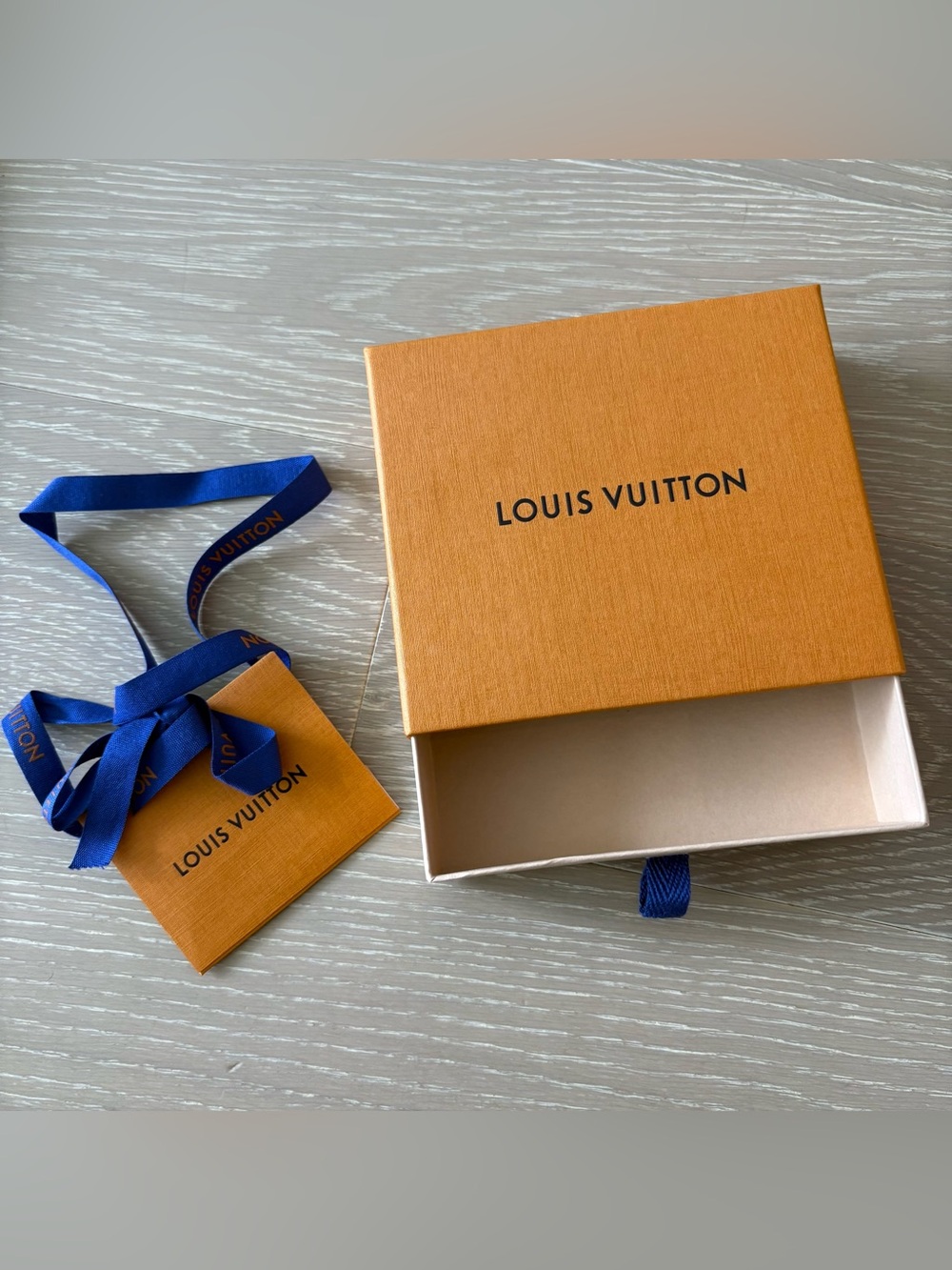 Louis Vuitton Wallet Box with Navy Blue Ribbon